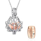 Lotus Urn Necklace for Ashes Pendant Cremation Jewelry with Mini Keepsake Loved One Urn Memorial Ash Jewelry For Women Men