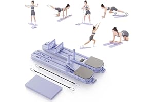 MHCYAB Pilates Board | Portable Pilates Reformer Equipment & Ski Balance Board for Home Workout | 12 in-1 Split Pilates Reformer Machine with Digital Timer | Home Pilates Kit for Gym,Abs,Fitness,Exercise