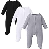 OPAWO Newborn Footie Pajamas with Mitten Cuffs Double Zipper Sleepers Baby Boy Girl Onesie Footed One-Piece Romper 0-6 Months