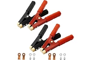 Govel 4PCS Heavy Duty Battery Charger Clamps & Jumper Cable Clamps (500-1000A, Red/Black) for Cars, Trucks, Boats, Auto Charging & Jump Starting Alligator Clips