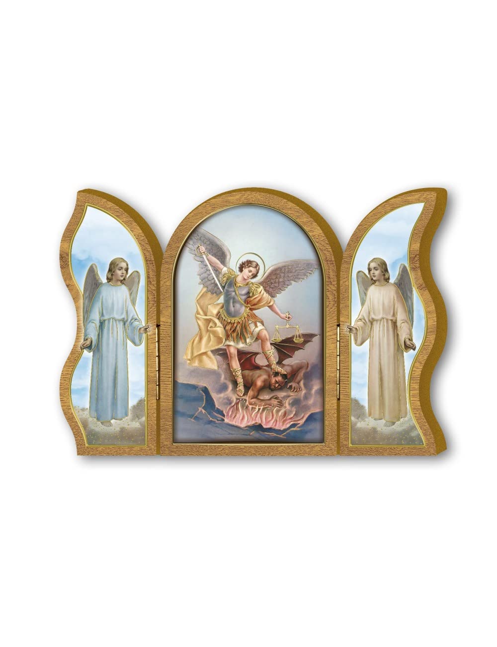 BONELLA BROTHERS Bonella Brothers | Devotional wooden triptych of San Michele 6x9cm | Made in Italy