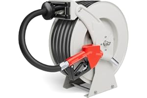 Fuel Hose Reel, 3/4" x 50' Retractable Diesel Hose Reel with Fueling Nozzle, 300 PSI Auto Rewind Diesel Fuel Hose Reel, Heavy