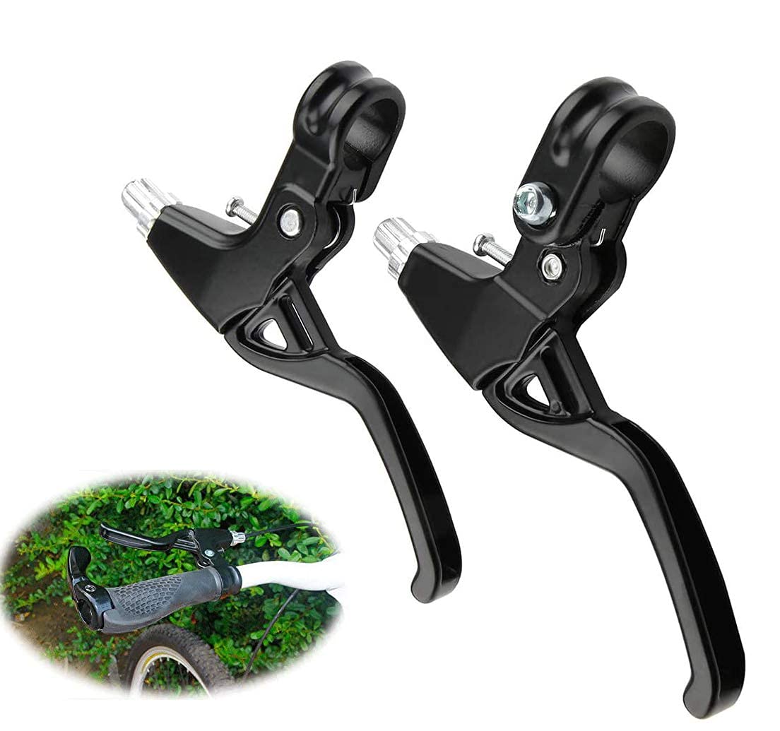 QKTYB 1 Pair Bicycle Brake Levers Universal Full Aluminium Alloy BMX Brake Levers Hand Brakes for MTB/BMX Mountain Road Bike Bicycles Brake Handle 2.2cm Diameter (Black)