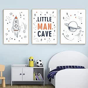 XRKITGD Dibujos Animados Cohete alienígena Hombre pequeño Cueva Lienzo