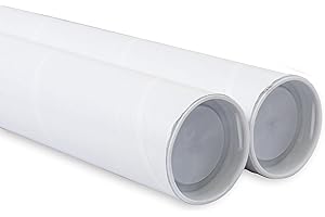 MagicWater Supply Mailing Tube - 2 in x 12 in - White - 2 Pack - for Shipping and Storage of Posters, Arts, Crafts, and Documents
