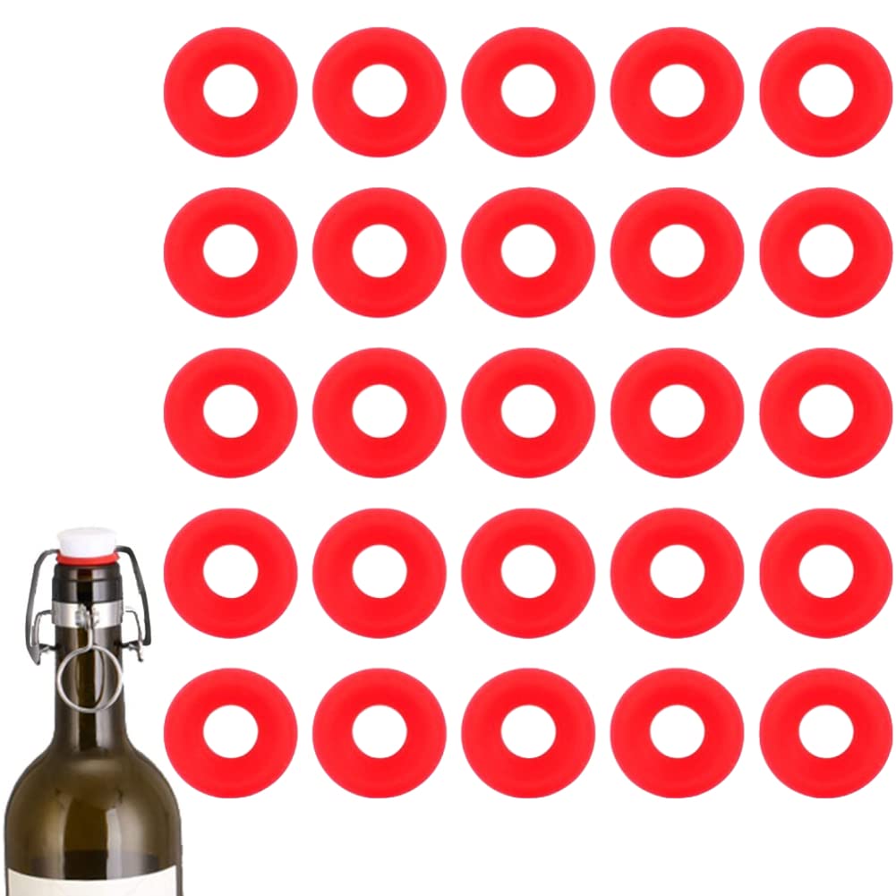 25Pcs Silicone Rubber Gaskets Washer, Silicone Seals for Swing Top Bottles, Leak-Proof Seals Swing Flip Top Bottle Seals Gasket for Home Brew Beer Soda Bottle Sealing
