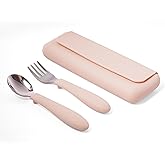 ASOMIC Premium 316 Stainless Steel Toddler Utensils with Silicone Handles & Travel Case, Kids Spoon & Fork Set for Toddler Self Feeding at Daycare, Preschool & School, BPA-Free, Dishwasher Safe