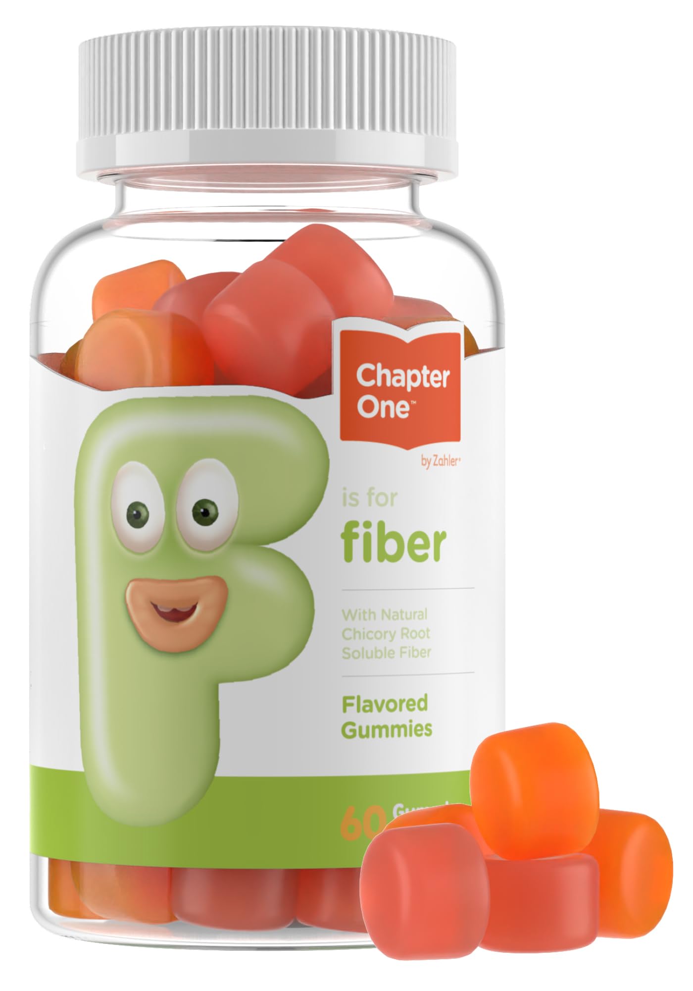 Chapter One Fiber Gummies for Digestion Support, with Natural Chicory Root Soluble Fiber, Certified Kosher, 60 Flavored Gummies