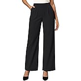 SEMARO Womens Wide Leg Dress Pants Crossover High Waist Stretch Casual Work Slacks Trousers with Zipper Pocket