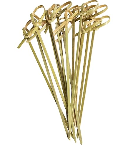 Lot De 200 Brochettes à Cocktail 12cm Bois Naturel Avec Perles Dorées - Décoration Fêtes Et Bar