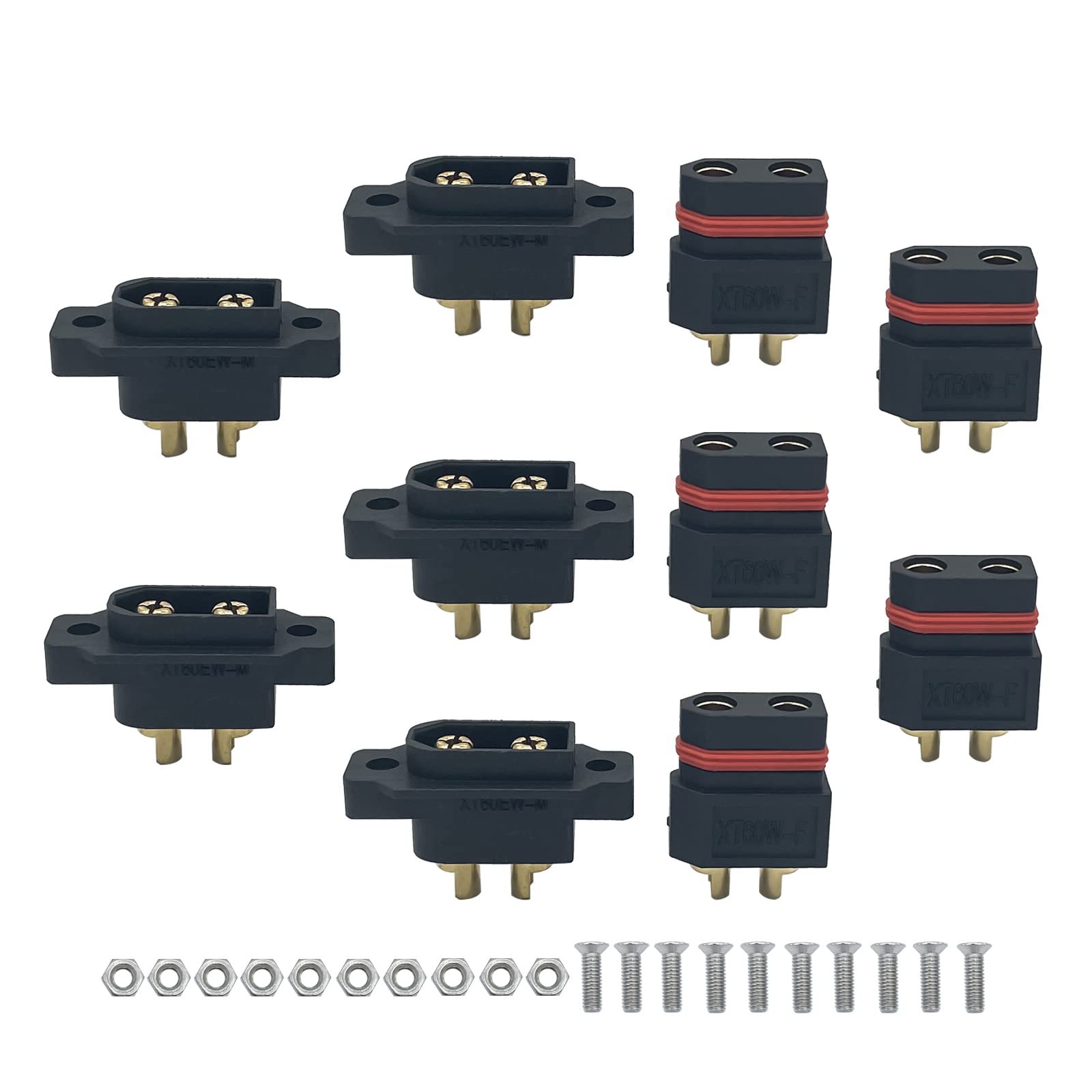 Nuofany 5Pairs Amass XT60EW-M XT60W-F Mountable XT60E Male Female Plug Connector for RC Drone Aircraft FPV Racing Drone