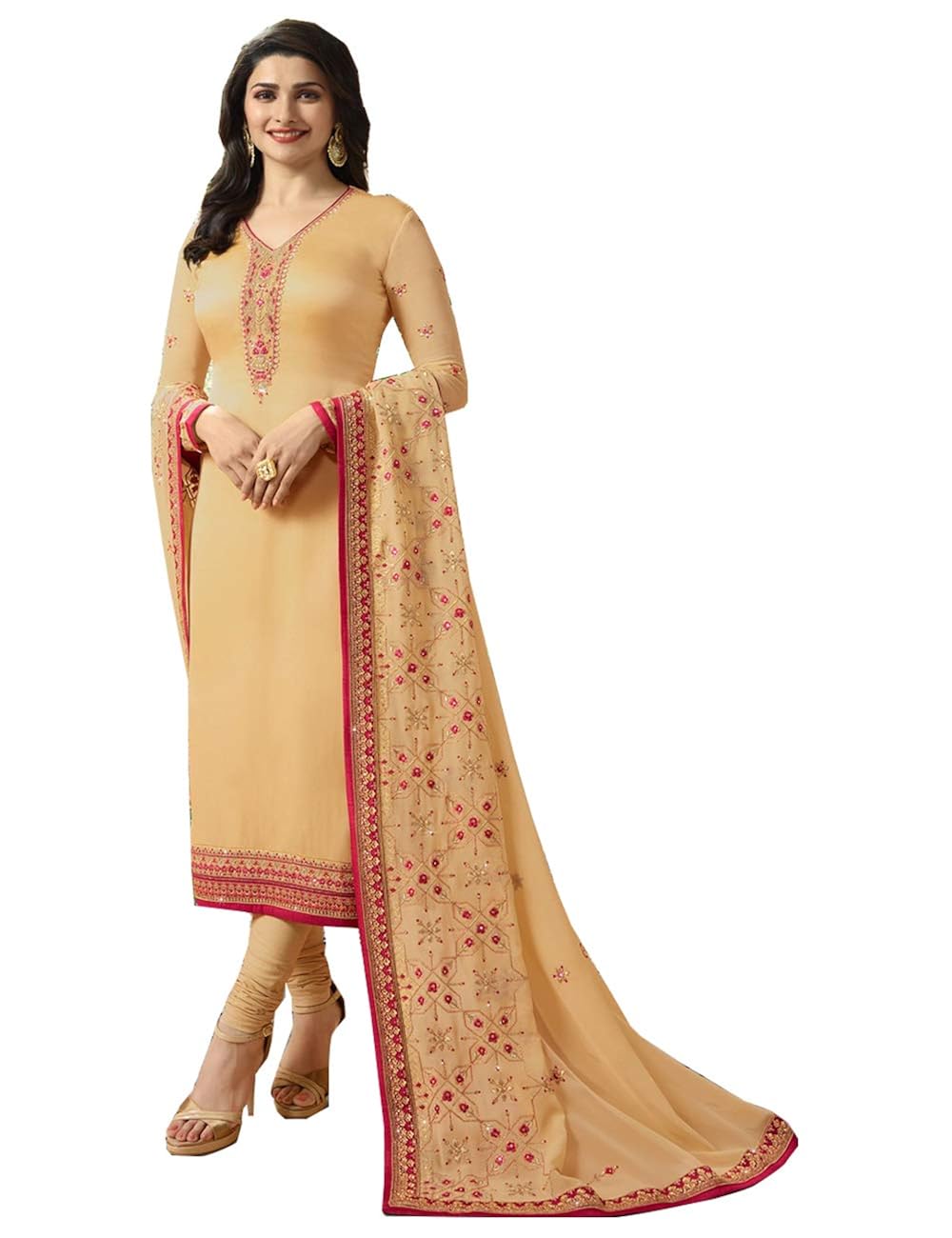 stylish fashion prachi desai yellow embroidered straight designer salwar suit