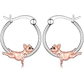 French Bulldog Earrings 925 Sterling Silver Frenchie Hoop Earrings Cute Animal French Bulldog Jewelry Gifts for Women