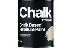 Hemway Beige Chalk Based Furniture Paint Matt Finish Wall and Upcycle DIY Home Improvement 1L / 35oz Shabby Chic Vintage Chalky (50+ Colours Available)