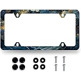 Galaxy License Plate Frame Watercolor Starry Sky License Plate Holder Colorful Stainless Steel Car Accessory Funny License Plate Men Women Decoration Size 12.2" x 6.2" with Screws