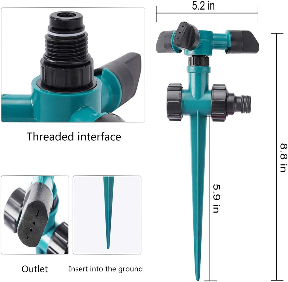 YAUNLEL Garden Lawn Vegetable Garden Yard Sprinkler, 360° Rotating Ground Sprinkler with Up to 3, 000 Sq. Ft Coverage-Automatically Watering Irrigation System Leak-Proof. : Garden & Outdoor