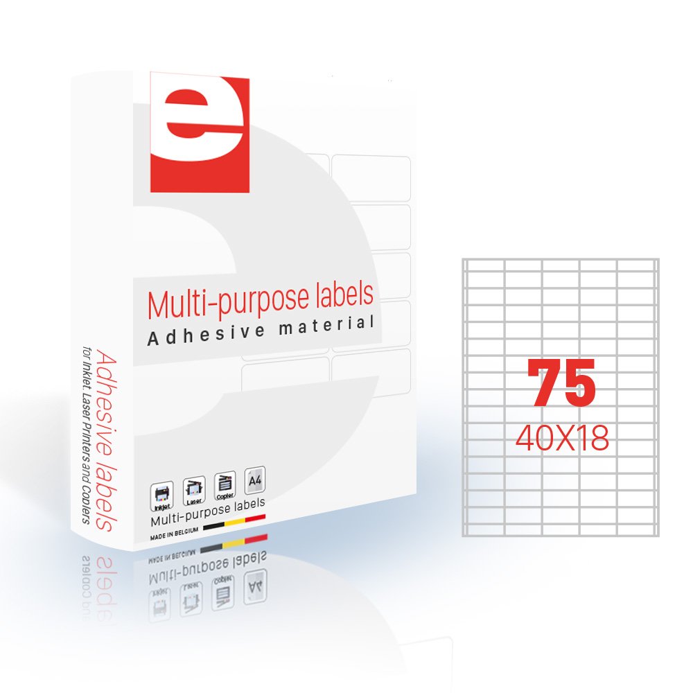 etilaser 30900042 500 A4 Sheets/Box Labels 40 x 18 mm Pack of 75