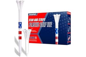 CHAMPKEY 5-Prong Plastic Golf Tees 120 Pack - Star and Stripe Marking System Golf Plastic Tees - Includes 100 Pcs 3-1/4" and 20 Pcs 1-1/2" Plastic GLF Tees