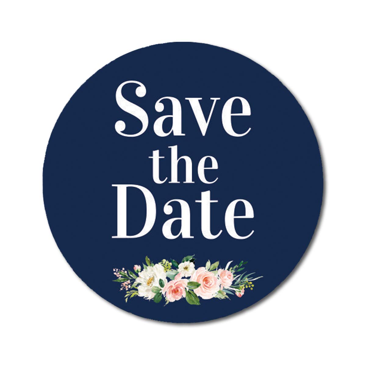 Darling Souvenir 45 Pcs Round Blue Rose & Peony Floral Save The Date Wedding Stickers-1.6 Inches
