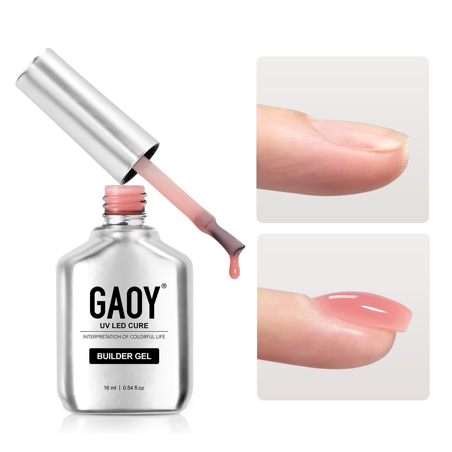 GAOY Builder Gel for Nails, 16ml Nail Strengthener in a Bottle, Nail Extension Hard Gel, Soak Off Long Lasting UV Gel, 1965 Rose Pink, Base Coat Top Coat Needed