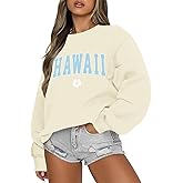 Pairxily Oversized Graphic Sweatshirt for Women Preppy Hawaii Sweatshirts for Teen Girls Beach Long Sleeve Shirts Pullover
