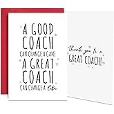 RollupJoy Funny Thank You Card for Coach, Coaches Appreciation Gifts for Men Women, Retirement Birthday Gifts for Basketball Soccer Wrestling Coaches, A Good Coach Can Change a Life