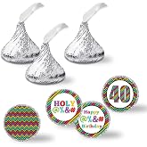 40th Birthday Kisses Stickers, Candy Kiss Stickers, Holy @%*# 40th Birthday, 324 Pack 0.75-Inch Round Labels, 3 Sheets for Wrapped Chocolates, Party Favors & Envelope Seals by Amanda Creation