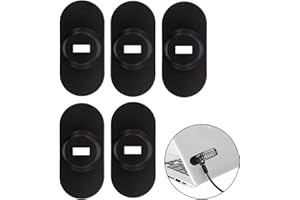 Zolunu 5Pack Anti Theft Self-Adhesive Security Plate with Slot for Cables to Lock Down Laptops, Mac Book, Tablets, iPad, or Other Computer (Black)
