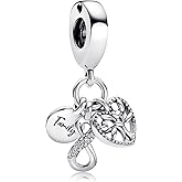 PAIDOURUA 925 Sterling Silver Charms for Women Bracelet Necklace Mom Daughter Family Infinity Heart Charm Pendant Sister Friends Beads Jewellery Gift for Women Girls