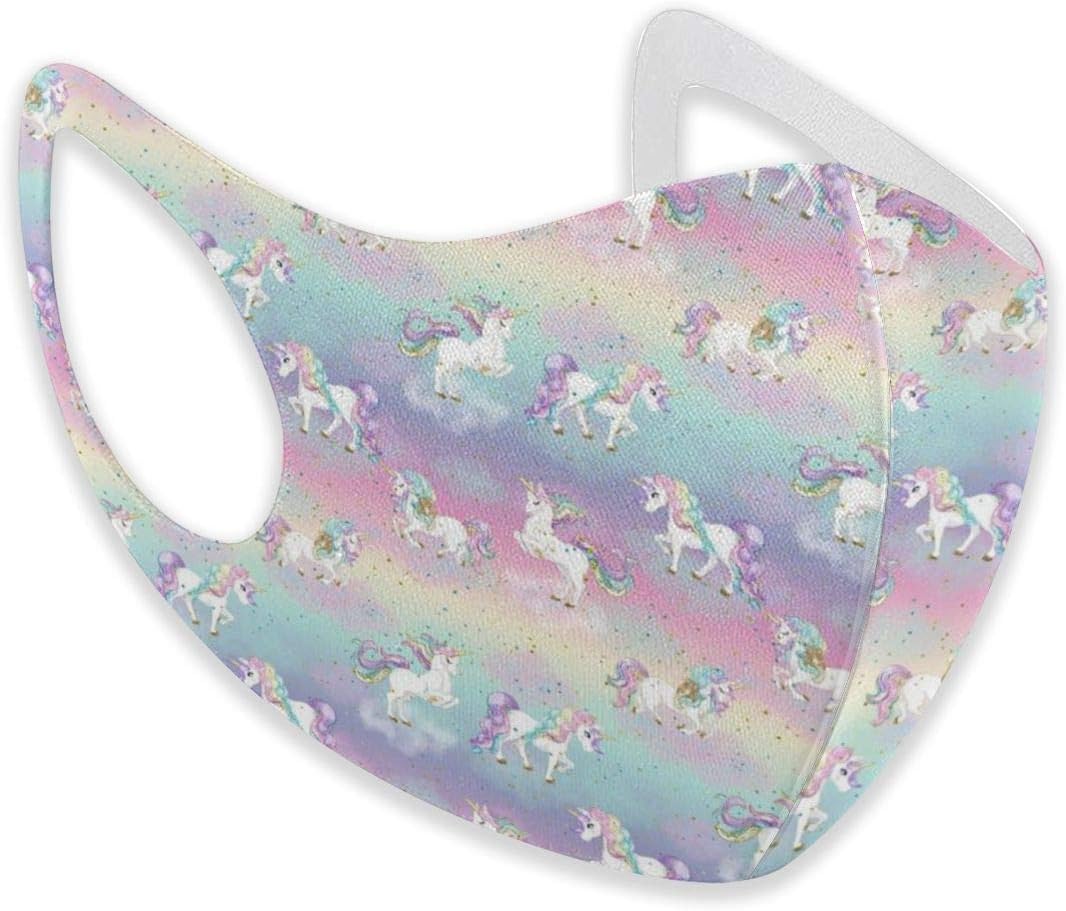 Kids Dust Mask Rainbow Unicorn Breathable Reusable Mouth Mask for Boys Girls