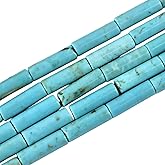 HAAMIIQII Natural Blue Turquoise Tube Beads 13x4mm Column Stone Cylinder Gemstone Loose Beads for Jewelry Making Strand 15 Inch (28-29pcs)