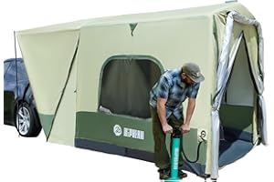 Niphean SUV Tent, 2 Mins Fast Setup Inflatable SUV Tents for Camping, Car Tent with Multi Room for 2/4/6 Person/Family, PU 3000mm Waterproof & UPF 50+ Silver Coated for Family Camping Hiking Parties