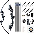 Monleap Archery 51" Takedown Recurve Bow and Arrows Set for Adults Metal Riser Longbow Kit Right Hand Straight Bow for Beginner Hunting Shooting Practice 30 40 50lb