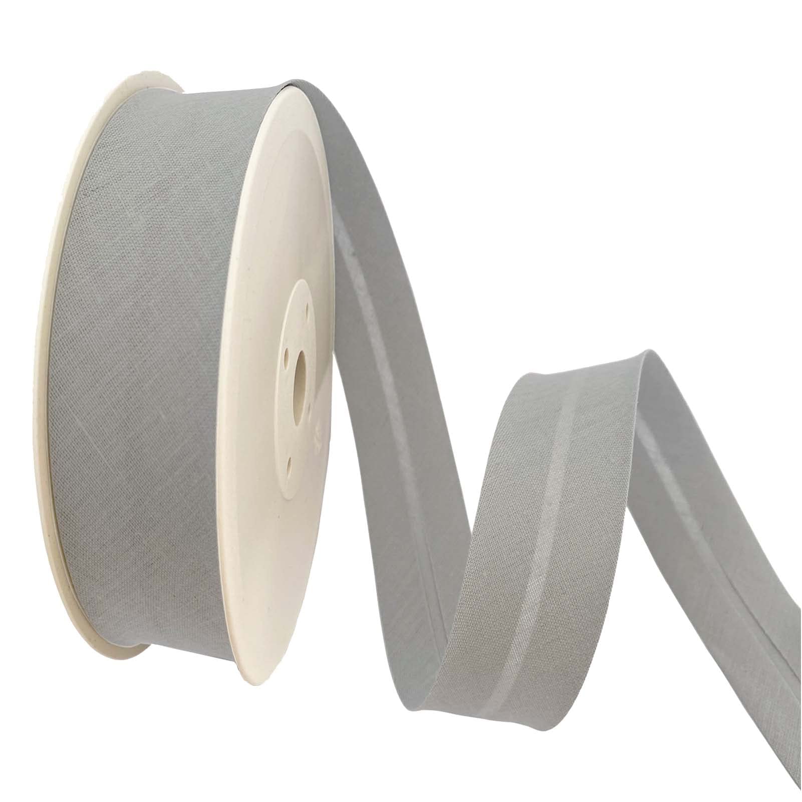 TEXTEX = 20mm Wide Bias Binding Tape. 50% Cotton and 50% Polyester. 10m Piece - (Gray)