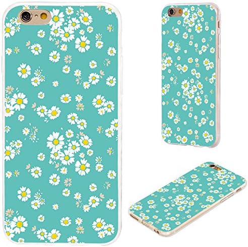 iPhone 6s Plus Case,iPhone 6 Plus Case,VoMotec [Floral series] Anti-scratch Slim Flexible Soft TPU Protective Shell Cover Case For iPhone 6 6s Plus 5.5,Beautiful white ditsy floral on green teal