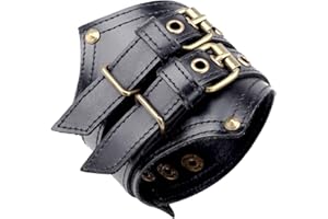 Fusamk Punk Rock Belt Buckle Wristband Wide Leather Arm Cuff Bracelet