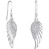 Starchenie Angel Wings Dangle Earrings for Women 925 Sterling Silver Cubic Zirconia Threader Earrings