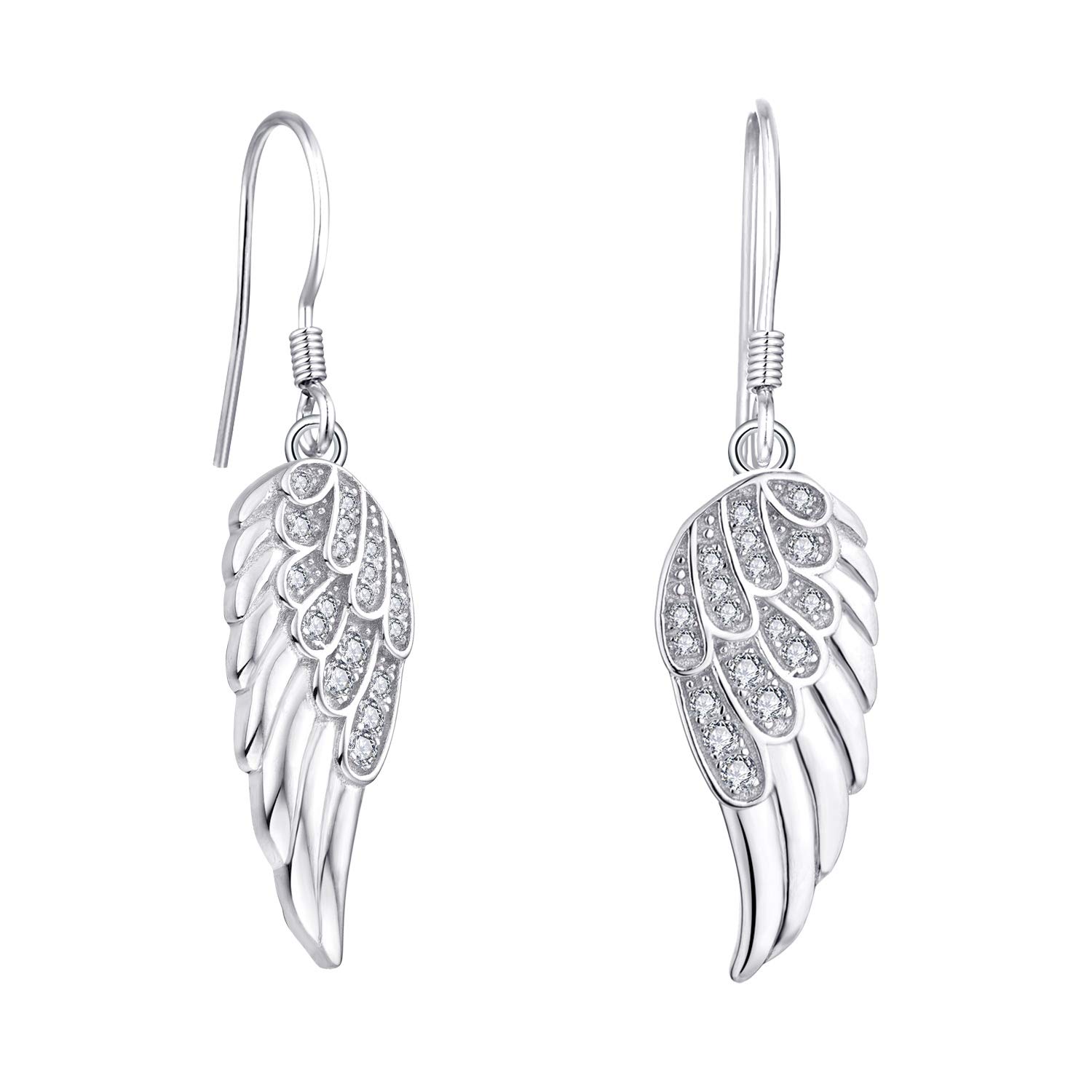 Starchenie Angel Wings Dangle Earrings for Women 925 Sterling Silver Cubic Zirconia Gift for Birthday, Wedding, Christmas