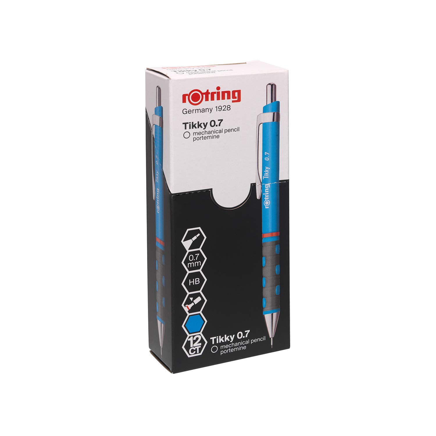 rOtring Tikky Mechanical Pencils | HB 0.7 mm Lead | Light Blue | Box of 12