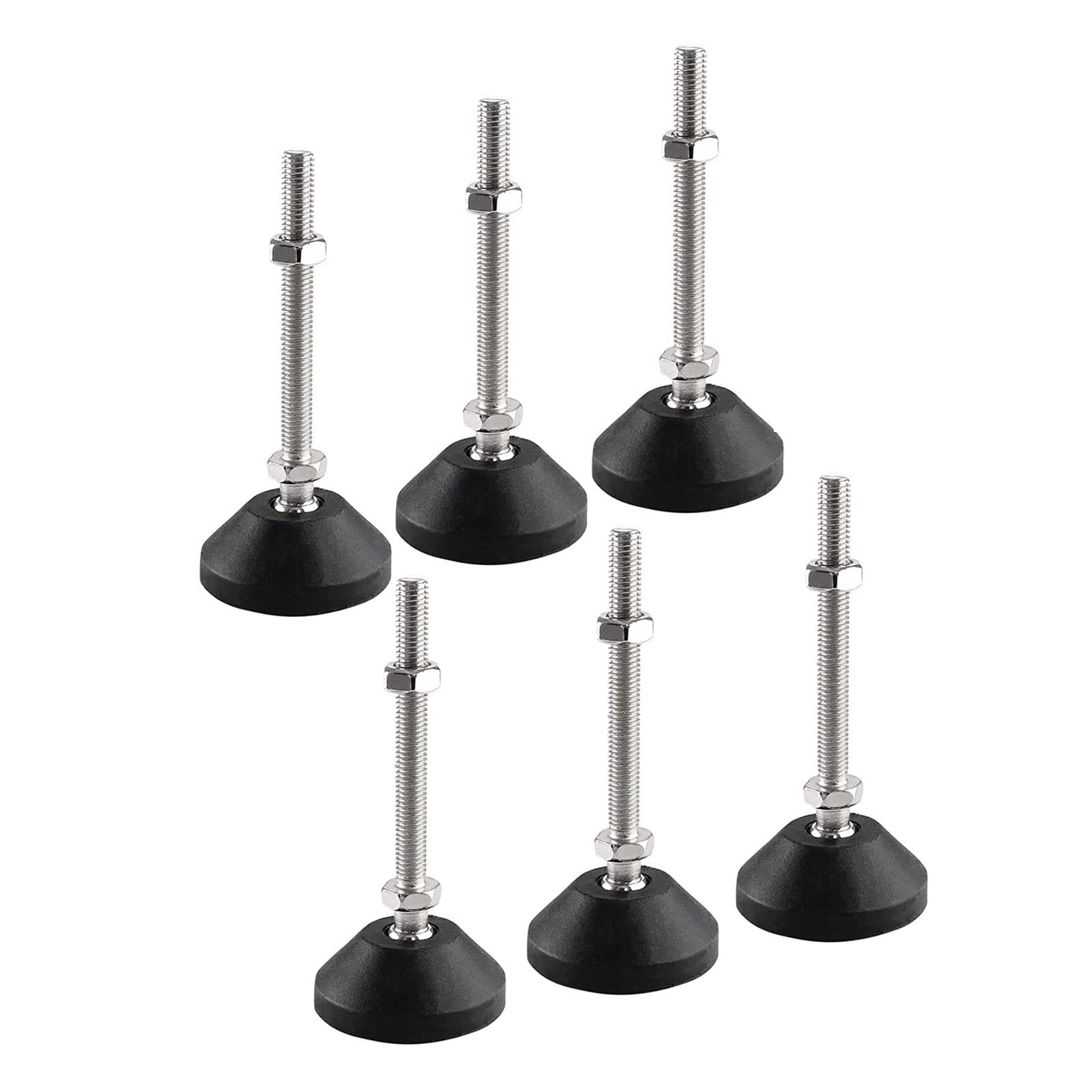 SHUIOG Pack of 6 Adjustable Foot M12 x 80 mm Adjusting Screw, Furniture Foot Base Foot Can Carry Adjustable Feet Adjusting Plate Maximum 20° Tilt (6 Pieces M12 x 80 mm x 40 mm)