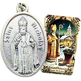 Westmon Works St Nicholas Medal Set Patron Saint Italian Metal Medallion with USA Made Holy Card