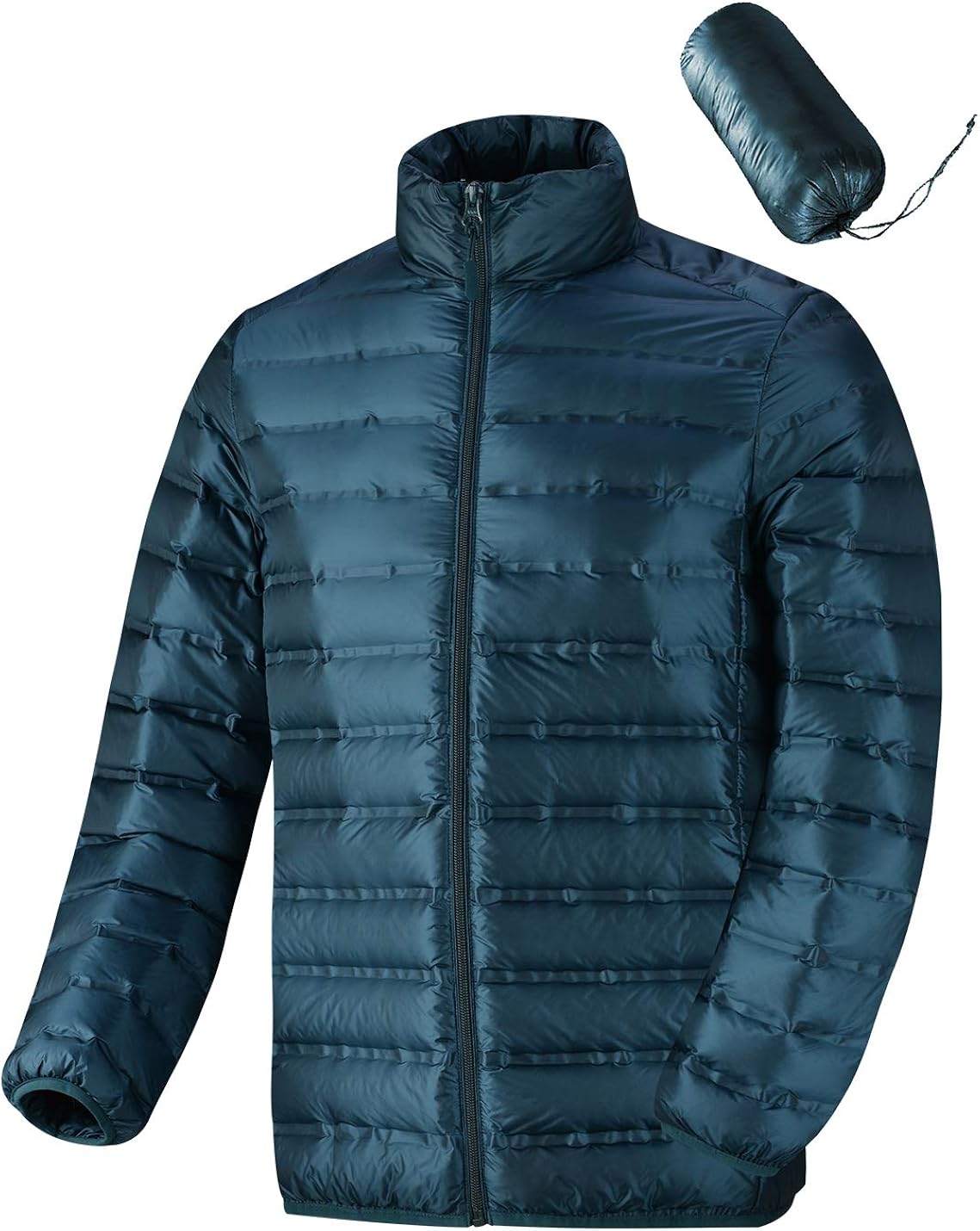 Men's Lightweight Water Resistant Packable Down Jacket Backpacking Puffer Stand Collar Winter