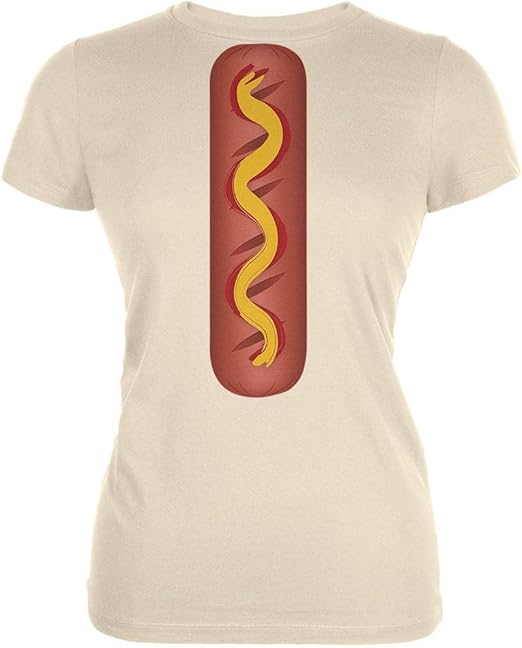 Hot Dog Costume Juniors TShirt XLarge Offwhite Amazon.co.uk Clothing