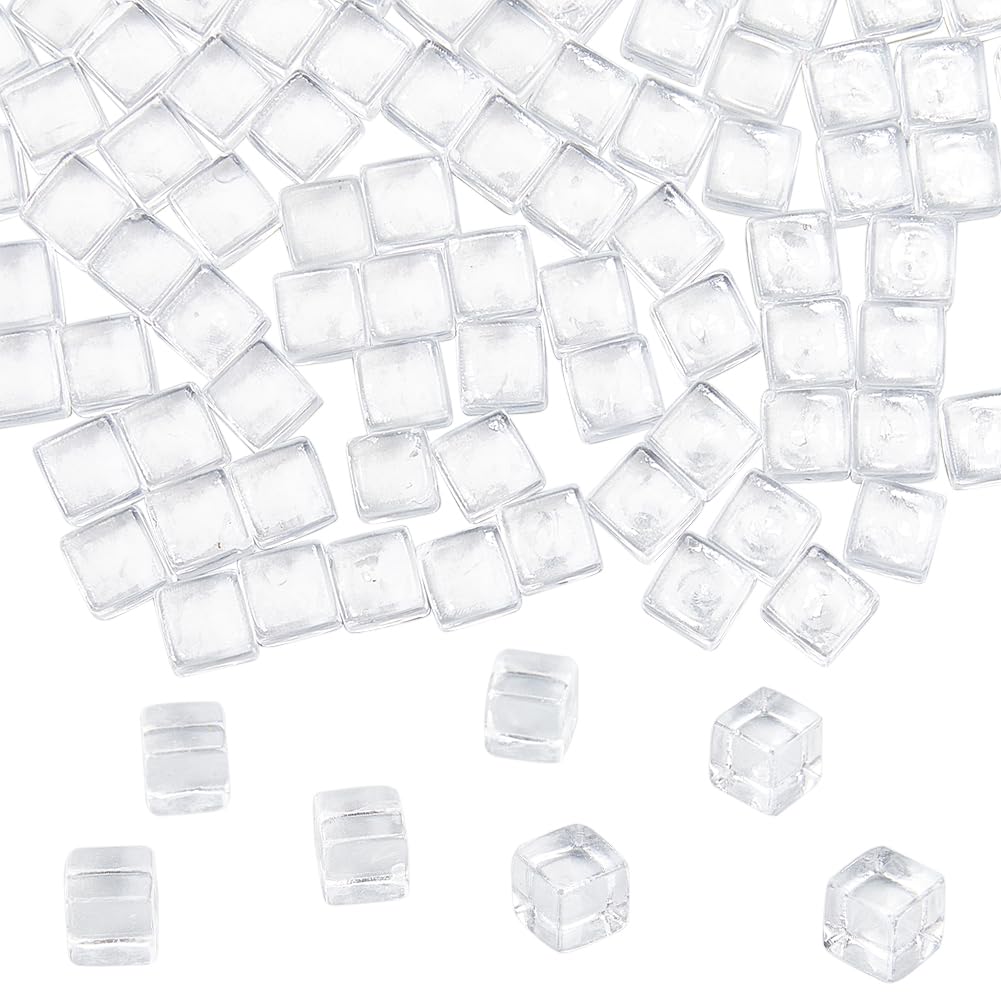 CRASPIRE 400Pcs Clear Plastic Cubes Transparent Gem Blocks Square Faux Ice Cubes for Fish Tank Desktop Wine Accessories Decoration Plastic Ice Cubes Handwork DIY Minihouse Accessories