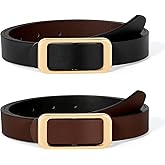 SUOSDEY Women Reversible Leather Belts for Jeans Pants Dresses Ladies Fashion Belts with Gold Buckle,Width 0.9"
