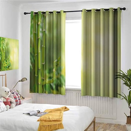 Green and Light Green Grommet Curtains 84 Inch Lenght, Spa Decor