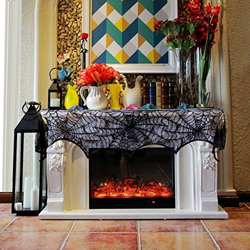 Luditek Halloween Decorations Halloween Fireplace Decor Spiderweb Mantle Scarf Cover Festival Party Supplies 18” x 96” Indoor Outdoor - Thumbnail 6