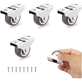 1" Mini Rigid Caster Wheels, Low-Profile Fixed Casters,4‑Pack,106 lbs Total | Small Plate Caster,Non-Swivel,Light‑Duty,Small Furniture, Under Bed Storage Drawers,DIY project,1‑inch Rubber Wheel,No Brake