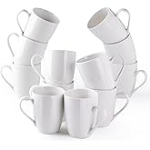 AmorArc 12oz Off White Coffee Mugs Set of 12, Ceramic Coffee Mugs with Large Handle for Man, Woman, Light Weight Coffee Mugs Set for Latte/Cappuccino/Cocoa/Milk, Dishwasher & Microwave Safe, 12Pcs