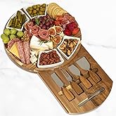 Acacia Cheese Board & Knife Set – Charcuterie Board with Ceramic Bowls, Slide-Out Drawer & Serving Utensils, Perfect for Entertaining – Ideal Gift for Weddings, Housewarming & Holidays